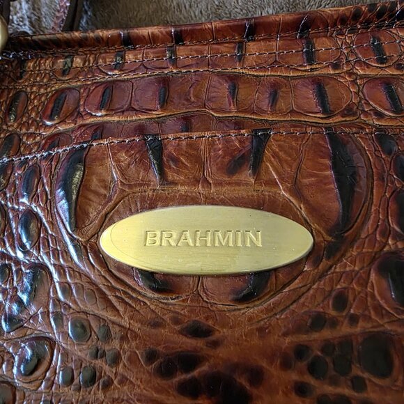 Brahmin Medium Asher Toasted Melbourne Croc Embossed Tote Leather Bag - Picture 7 of 16